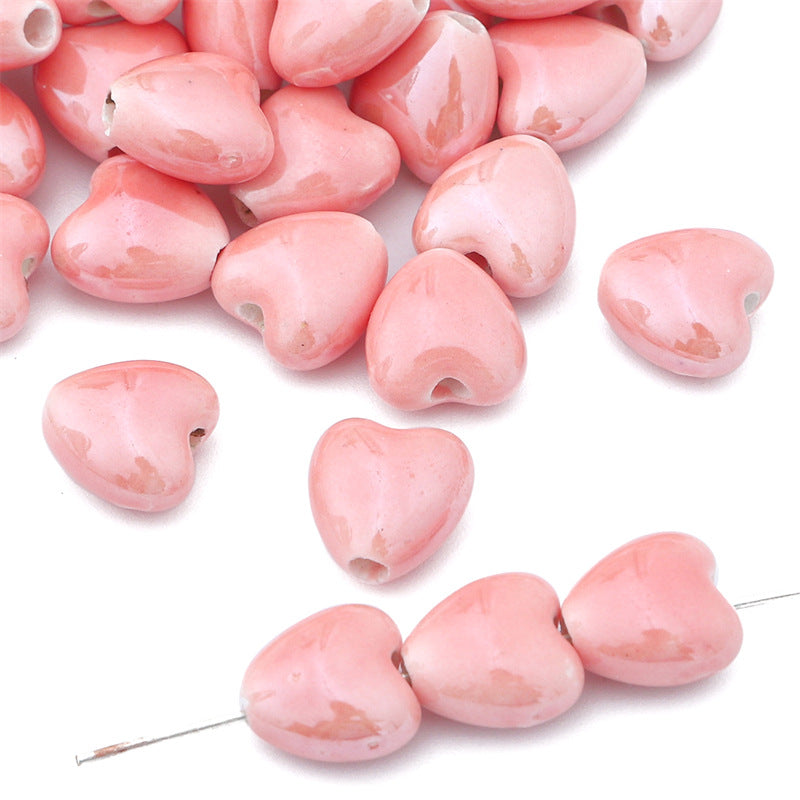 Wholesale 10PCS Peach Heart Ceramic Beads